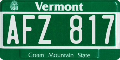 VT license plate AFZ817