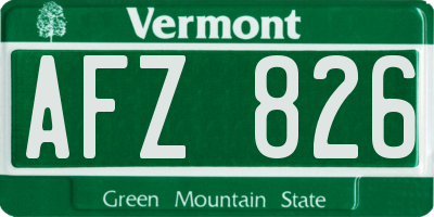 VT license plate AFZ826