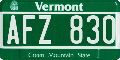VT license plate AFZ830