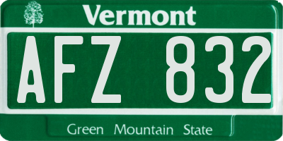 VT license plate AFZ832