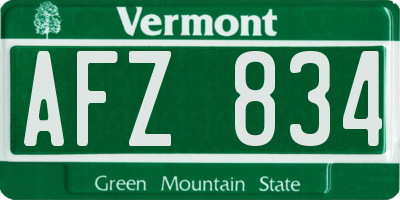 VT license plate AFZ834