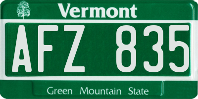VT license plate AFZ835