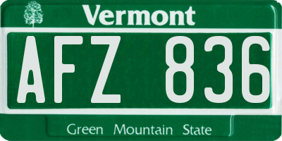 VT license plate AFZ836