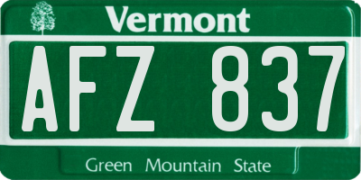 VT license plate AFZ837