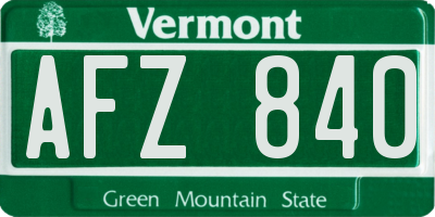 VT license plate AFZ840