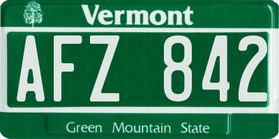 VT license plate AFZ842