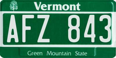 VT license plate AFZ843