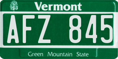 VT license plate AFZ845