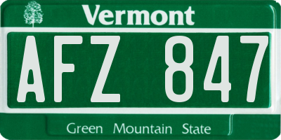 VT license plate AFZ847