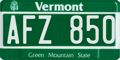 VT license plate AFZ850