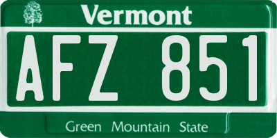 VT license plate AFZ851