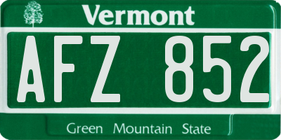VT license plate AFZ852