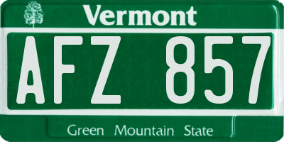 VT license plate AFZ857