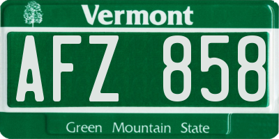 VT license plate AFZ858