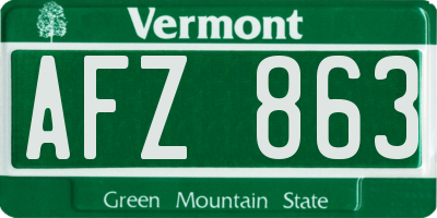 VT license plate AFZ863