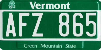 VT license plate AFZ865