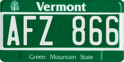 VT license plate AFZ866