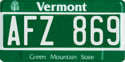 VT license plate AFZ869
