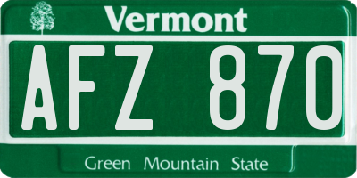 VT license plate AFZ870