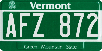 VT license plate AFZ872