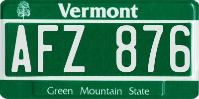 VT license plate AFZ876
