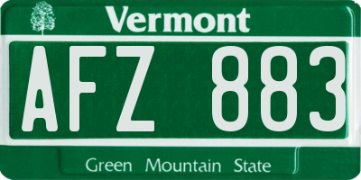 VT license plate AFZ883