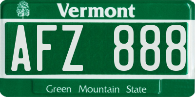 VT license plate AFZ888