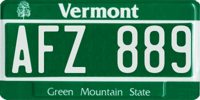 VT license plate AFZ889
