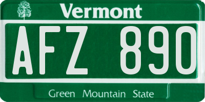 VT license plate AFZ890
