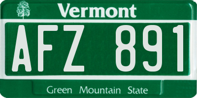 VT license plate AFZ891