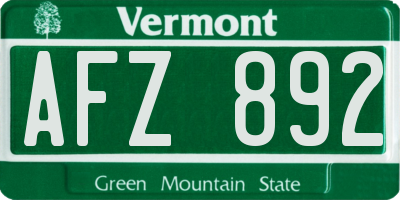 VT license plate AFZ892