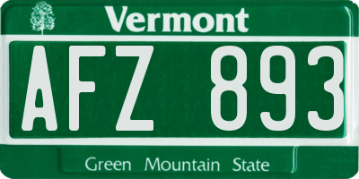 VT license plate AFZ893