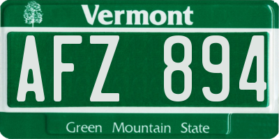 VT license plate AFZ894