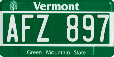 VT license plate AFZ897