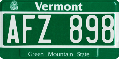 VT license plate AFZ898
