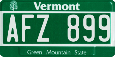 VT license plate AFZ899