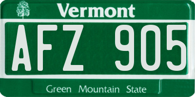 VT license plate AFZ905
