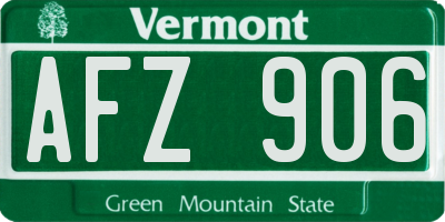 VT license plate AFZ906