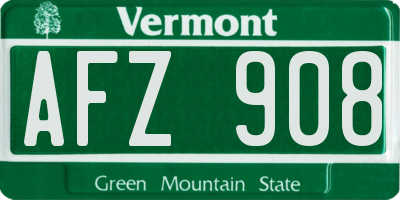 VT license plate AFZ908