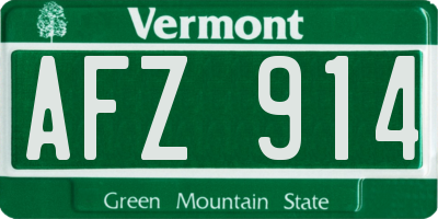 VT license plate AFZ914