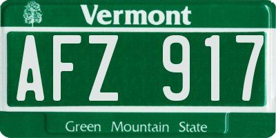 VT license plate AFZ917