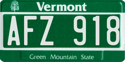 VT license plate AFZ918