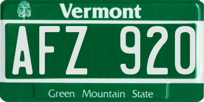 VT license plate AFZ920