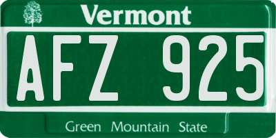 VT license plate AFZ925