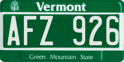 VT license plate AFZ926
