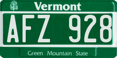 VT license plate AFZ928