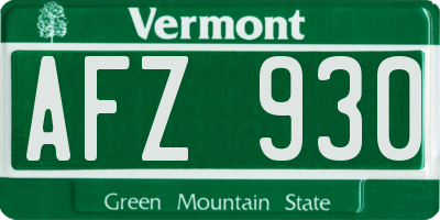 VT license plate AFZ930