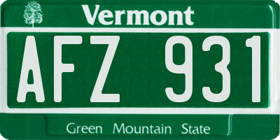 VT license plate AFZ931