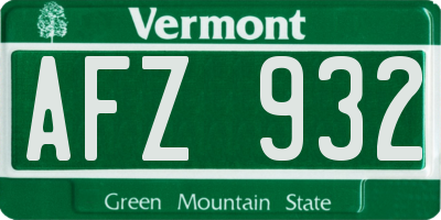 VT license plate AFZ932