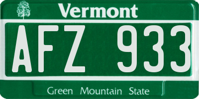 VT license plate AFZ933